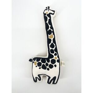 WEE GALLERY Organic Cotton GIRAFFE Stuffed Animal Black Cream Mustard 16.5” Tall
